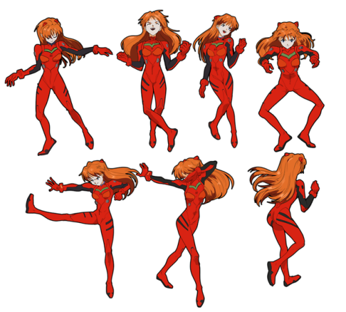 fun little dance poses I drew while watching “Neon Genesis Evangelion” for the firs