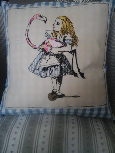 Alice embroidered cushion.