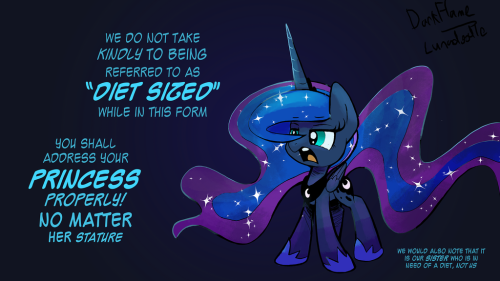 drawponies:Diet Luna by DarkFlame75  X3! *giggles* I prefer to think of it as “Fun Sized” <3
