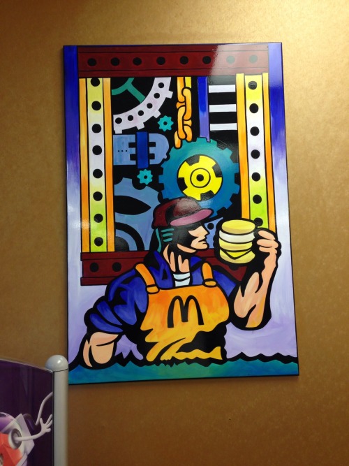 wyodak:There is a McDonald’s on the Kansas Turnpike/Interstate 35(south of Wichita) that has some straight up Soviet/Communist/Russian/Proletariat style artwork decorating it.   I asked a worker about it and they have no idea why they have it but it’s