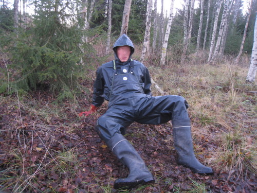 Finnish fisherman in the woods.