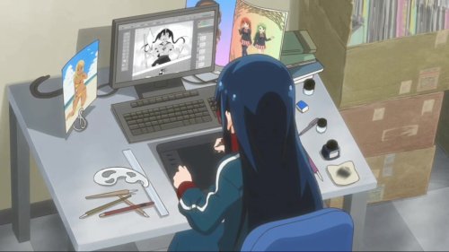 animegif-corner:  “Every Digital Artist will understand…” Anime: Denki-gai no Honya-san 