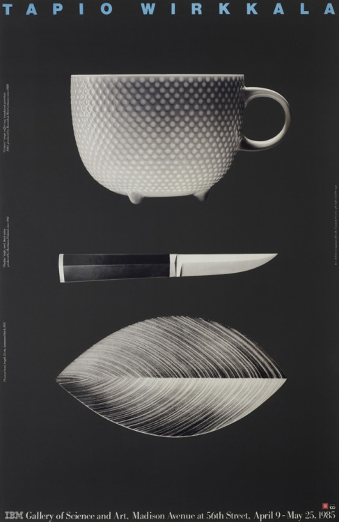 Tapio Wirkkala exhibition poster, 1985. Photo: Timo Junttila. Via wirkkalabryk.fi