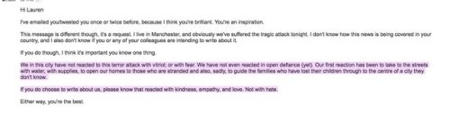 becauseweknowthem: This was sent by a 24 year old Manchester resident to Lauren Duca, a freelance Jo