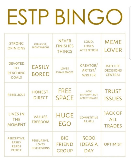 lsfp: Extrovert Mbti Bingo *not mine Lol