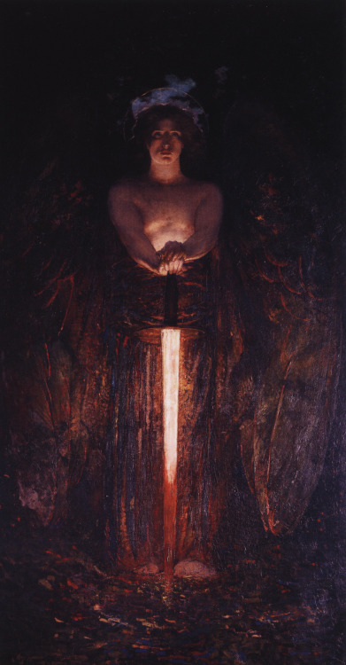 marthajefferson:fleurdulys:The Angel With The Flaming Sword - Edwin Howland Blashfield, 1893