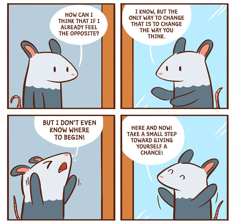 catscafecomics: Opossum needs your help! Only you can do it! I believe in YOU.