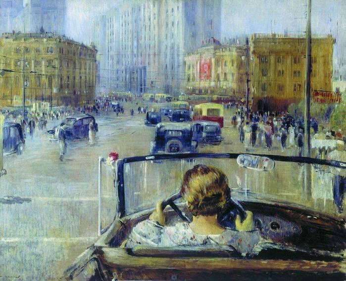 Yuri Pimenov (Moscow, 1903 - 1977); New Moscow, 1937; oil on canvas, 170 x 140 cm;