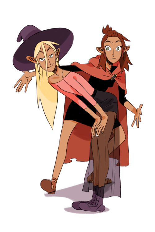 mollystanard:I love these doofuses [image description: a drawing of Taako and Lup, standing in front