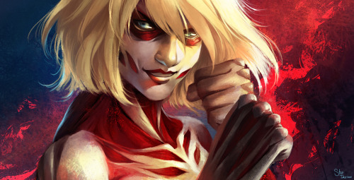 steftastan:  Female Titan from Shingeki no Kyojin I love her! I have mixed feelings about her, though. She’s BAD ASS, but I can’t feel comfortable saying that because… well you know what happens. Now I am dying to draw either Jean or Raviolli next~