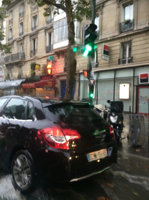 paris + rainy car window