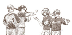 vialesana: Baseball AU: Yeager vs Ackerman