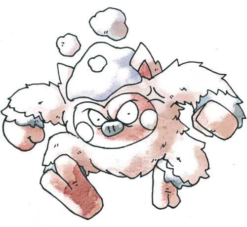  hisuian primeape - ice/fire type. it normally relaxes quietly in the hot springs, but if it’s