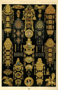 design-is-fine:  Watch-cases and pendants of the 17th and 18th Century. Chromolithograph. Published by Fimrin-Didot. © The Trustees of the British Museum 