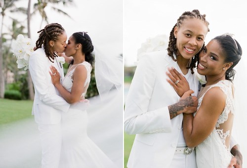youngblackandvegan:wlweddings:WNBA Minnesota Lynx player Seimone Augustus & LaTaya Varner by Jan