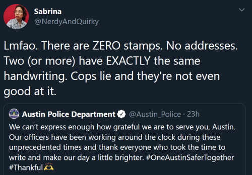 quasi-normalcy:paxamericana:Just some cops writing themselves some thank you letters. Part of their 