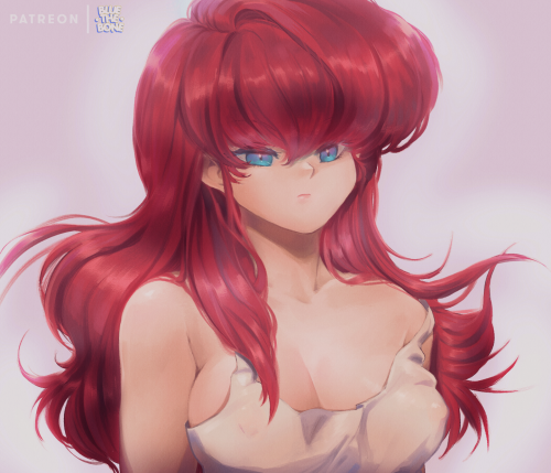 Ranma-chan Hair Down ~ Ranma ½ I painted a screencap redraw of a gorgeous scene of Ranma’s ha