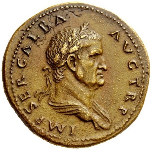 archaicwonder:Extremely Rare Coin of the Roman Emperor GalbaThis bronze sestertius, has the emperor’