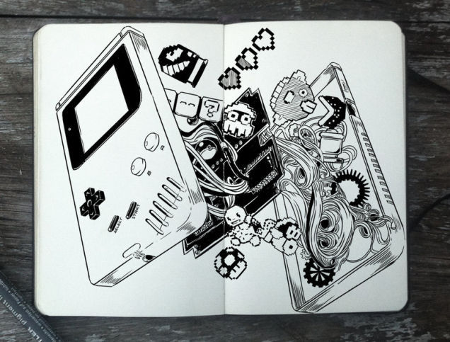 thenintendard:  Man Draws Cool Sketches Every Day For A Year Source