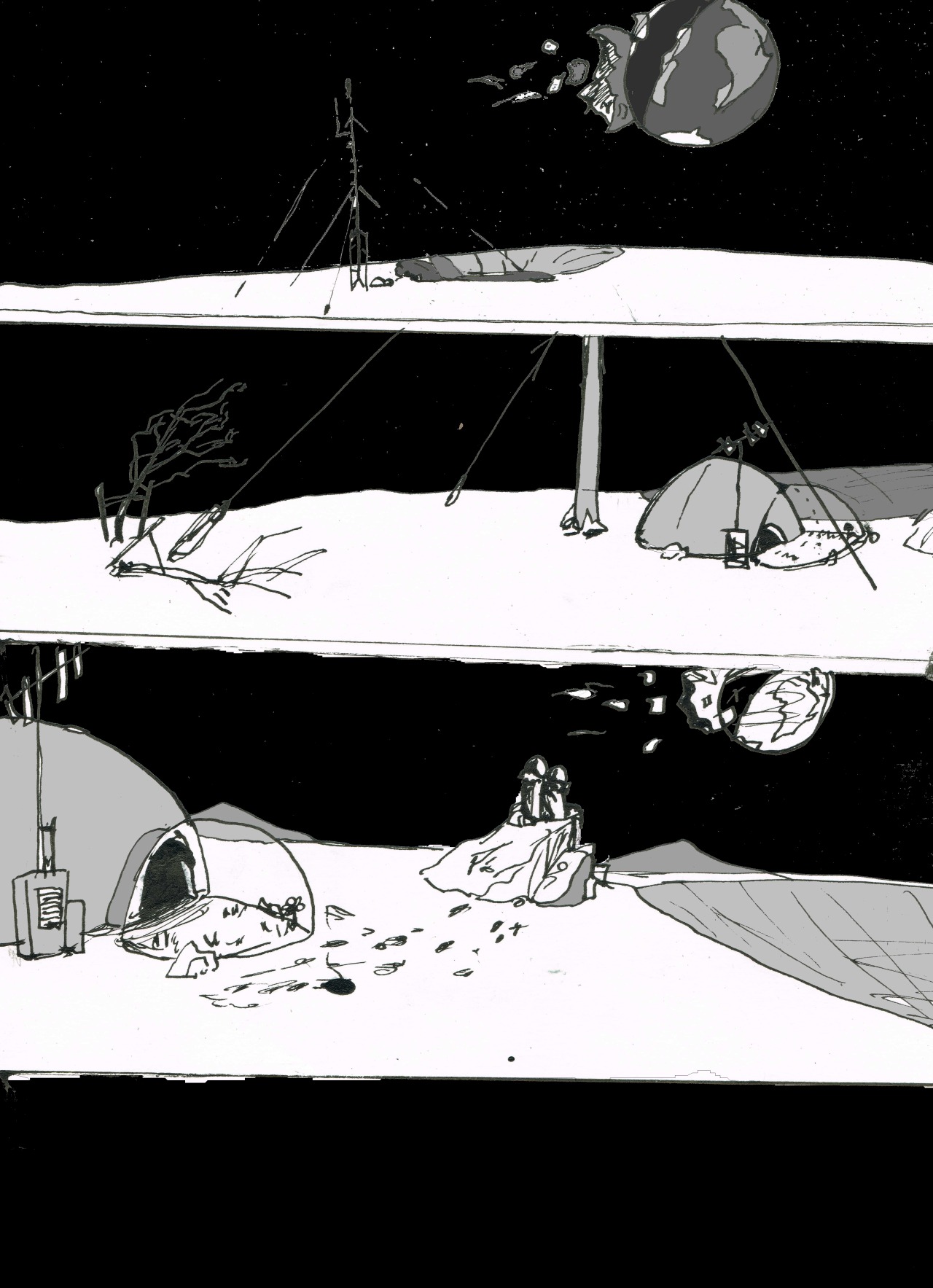 maxcomics:  The very first page of my new comic, working title: Goldfish Planet.