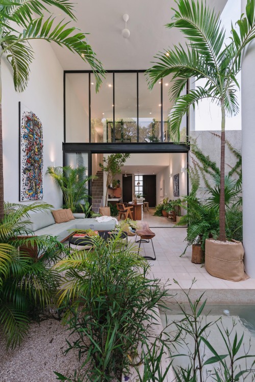 utwo:   Casa HANNAH,a modern home with a white exterior that hides a tropical paradise.© Tamara Uribe 