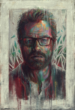 samspratt:  &ldquo;WW&rdquo; and &ldquo;Bitch&rdquo; - Illustrations by Sam Spratt With Breaking Bad coming to a close tonight, I wanted to finally give my painting of Jesse “Bitch”, its Walter White companion piece. 