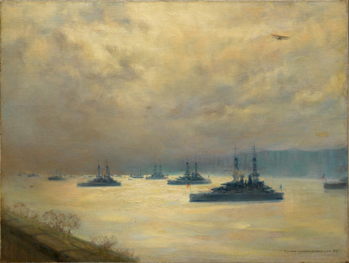 Battleships on the Hudson River (The Turn of the Tide), Mary Fairchild MacMonnies Low, 20 January 19