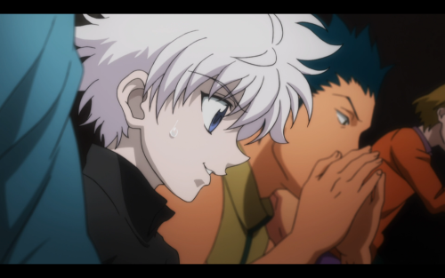 The other’s are shocked, or showing signs of resignation.But Killua is smiling. Gon did a good job. 