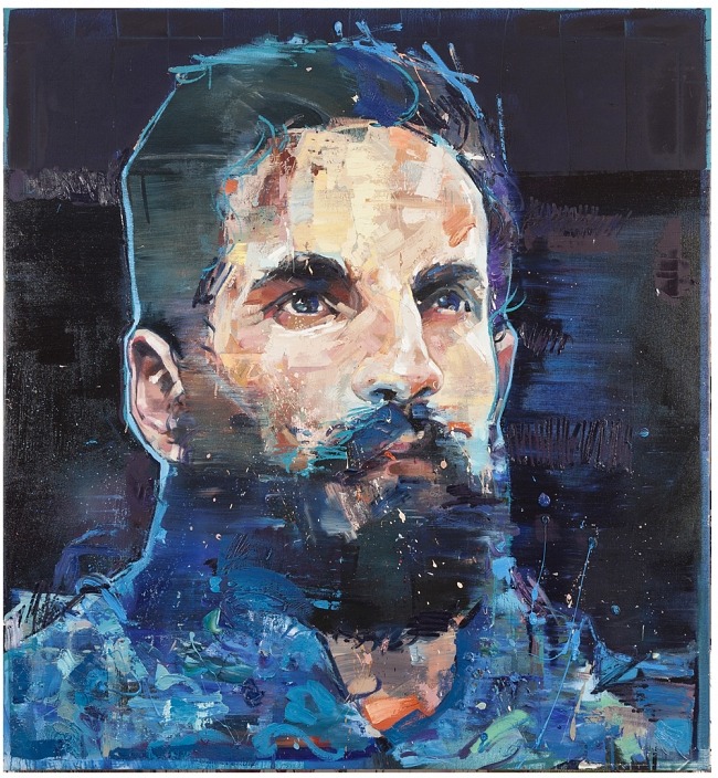 Andrew Salgado | Ultramarine | 2014 | oil on canvas with spray, 140x130cm