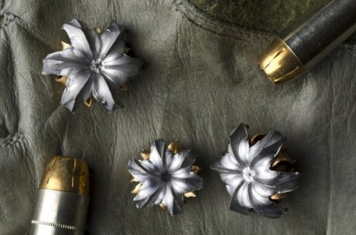 sixpenceee:  Hollowpoint bullets turned into flowers. This was done by firearm expert Andrew Tuohy. Tuohy runs a blog called Vuurwapen (the Dutch word for firearm), where he provides photos, videos and accounts of testing various gun-related gear.