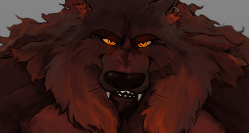 What big&hellip; eeh&hellip; uhh&hellip; teeth you have!Absalom, a werewolf OC. He never liked his n