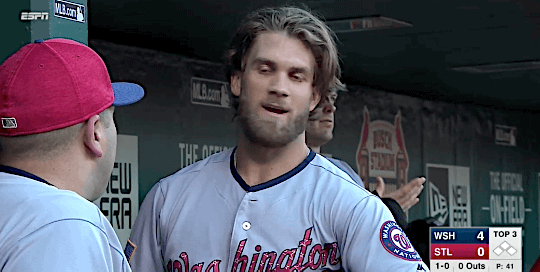 gfbaseball:Bryce Harper has hit two two-run home runs in two at-bats - July 2, 2017