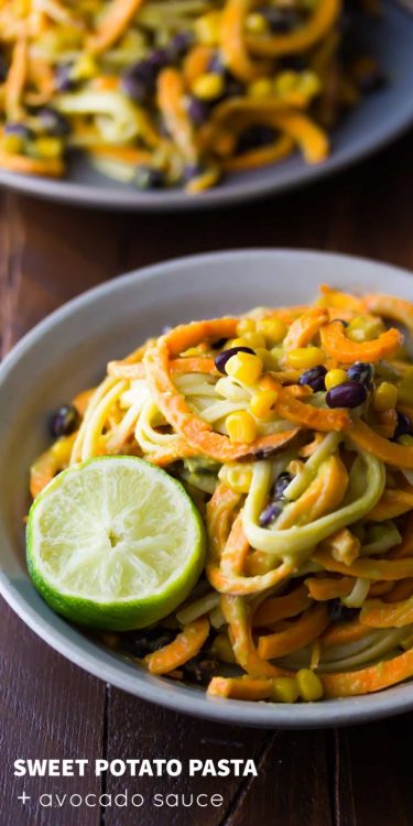 foodffs: Sweet Potato Noodles with Black Beans and Creamy Avocado SauceReally nice recipes. Every ho