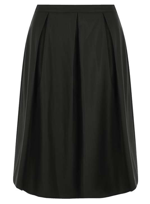 Black Leather Look Midi Skirt