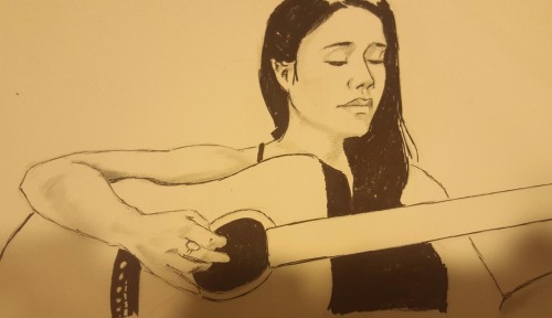 myartscrapbook:Drawing of the day @yhivi on guitar.