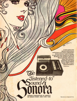 design-is-fine:  Sonora record player ad, 1969. Via flickr