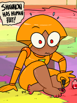 eyzmaster: OK K.O.! Let’s Be Heroes - Shannon 24 by theEyZmaster  Screenshot redraw! I called it! I knew she had synthetic skin, RoboCop-style! Ha!    not only feet~ ;9