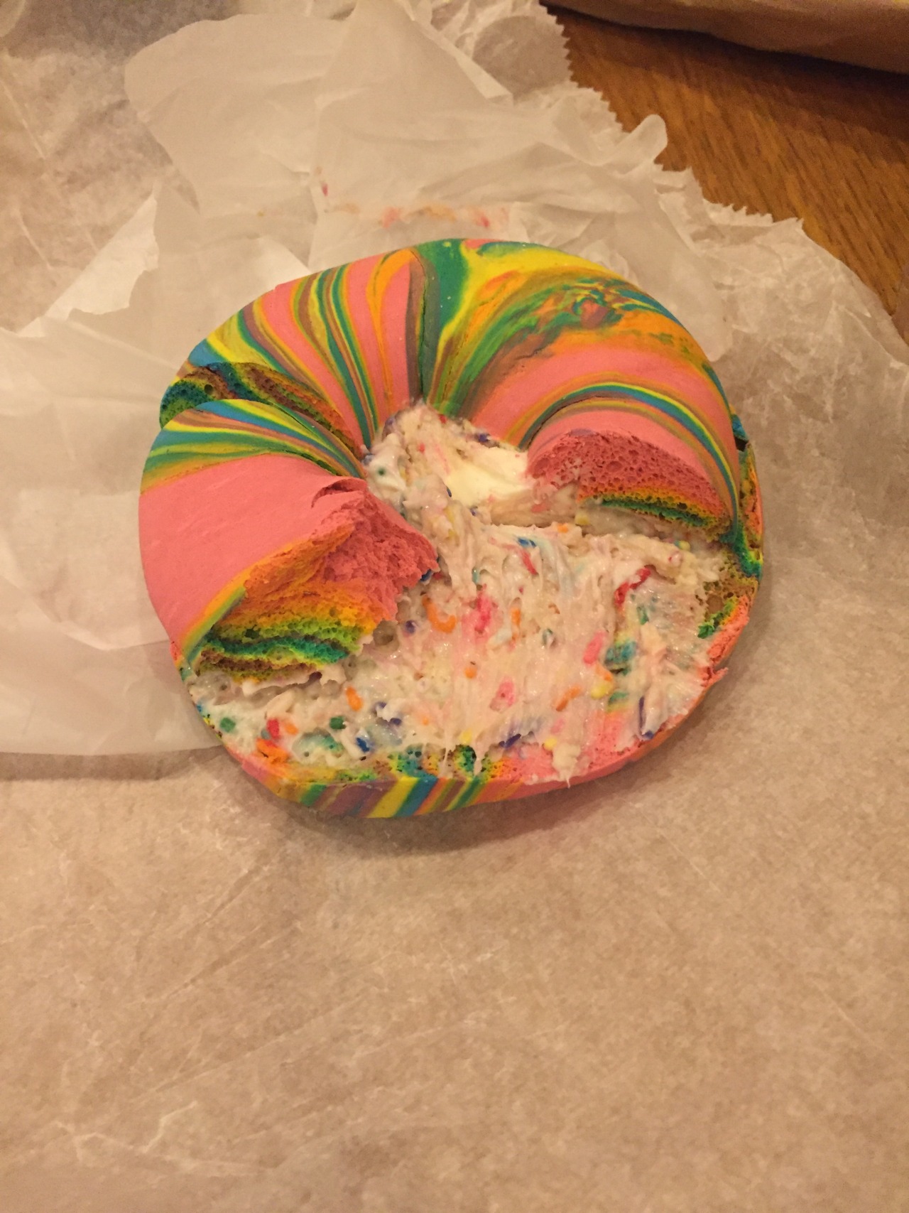 bbykittentoes:  Steve n I have been talkin bout these rainbow bagels since I met