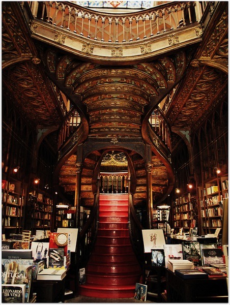 The Lello Bookstore was built in 1906 in Porto, Portugal by The Lello  Brothers (Antonio and Jose) who formerly owned another bookstore a few  streets away. Their new bookstore is one of the most ornate bookstores  in the world, mixing Neo-Gothic and