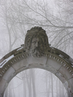 statues-and-monuments:  statues-and-monumentsThe Watcher by sigma. Abandoned gardens of the Guild Inn, Ontario, Canada  