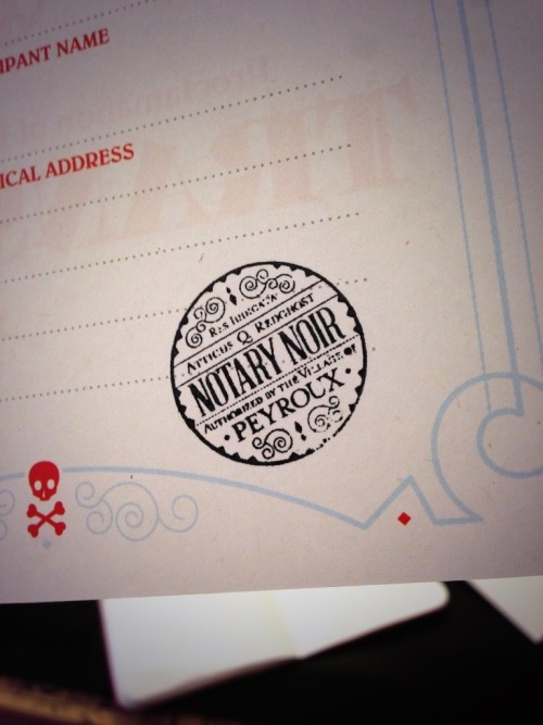 My notary noir stamp came this morning! This project will be launching in about a week, with seals a