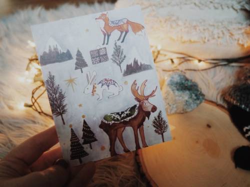 5.5x 4 postcard/greeting card one sided holiday cards! Your purchase includes 7 magical winter illus