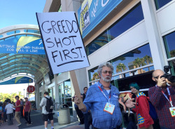 funnyordie:  Lots of audible outrage from the crowd. He just kept saying, “These are my movies. MY movies.”  Of fucking course he did. 