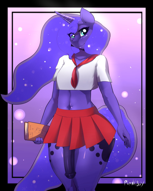 plankboynsfw:  Princess Luna is ready for school. Femboi and Futa versions were for fun.