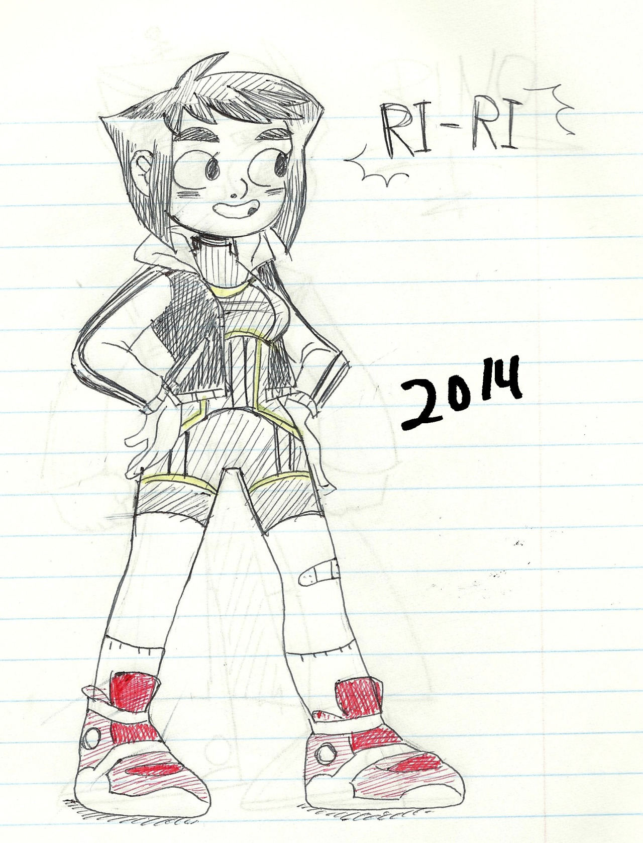 I gathered up some doodles of my OC; RiRi! i made her when i was about 11, and made