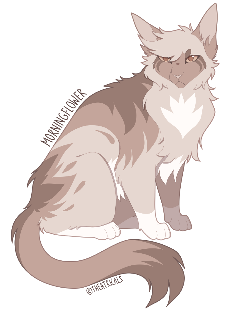 21329 - safe, artist:chatterfox, firestar (warrior cats), spottedleaf (warrior  cats), cat, feline, mammal, feral, warrior cats, bush, cloud, female,  flower, grass, holding, lavender, male, male/female, mouth hold, shipping,  sky, spottedfire (warrior cats)