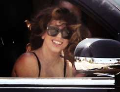 ladyxgaga:  Photos of Gaga smiling as she made her way to Paramount Studios in Los Angeles yesterday afternoon. Rumor has it Gaga is currently in the process of filming the video for ARTPOP’s lead single. 