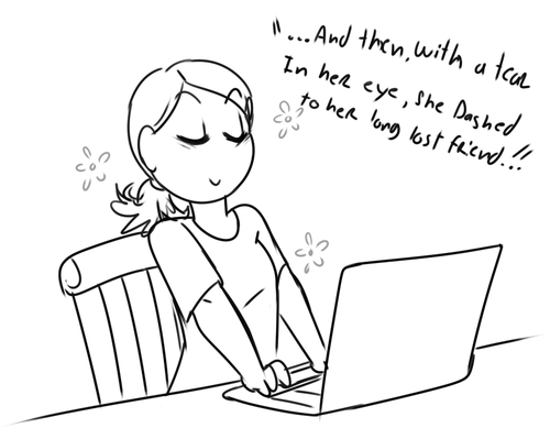 sharkielle:  Writting stories like;  Telling stories to friends via skype call like;