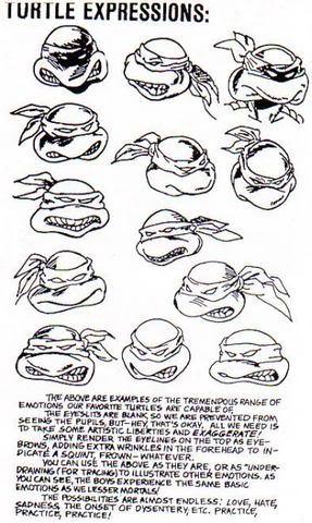 talesfromweirdland:Model sheets for the Teenage Mutant Ninja Turtles (in the style of the comics). N