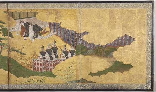 Six-fold Screen with Scenes from &ldquo;The tale of Genji&rdquo;, between circa 1570 an